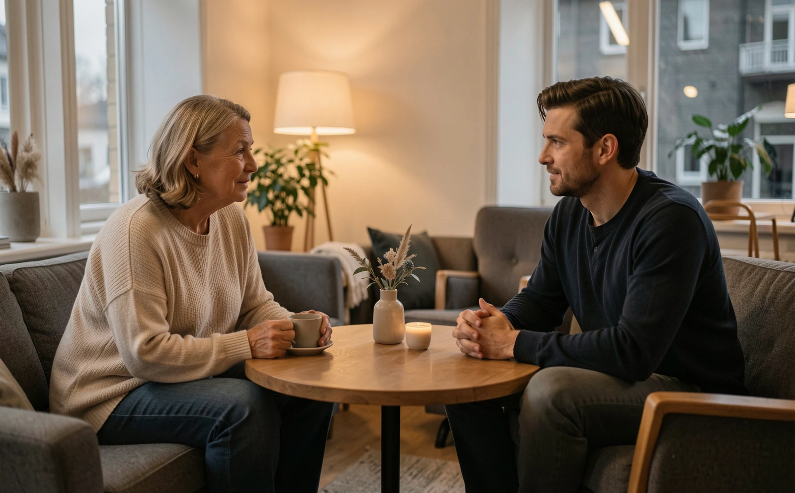 Voksent par i en rolig og ærlig samtale